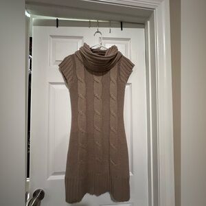 Pink Republic Cable Knit Cowl Neck Sweater Dress - Brown